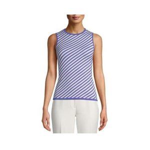 NWT Anne Klein Women's Sleeveless Stripe Tank Top Size M Blue/White $80 C0055
